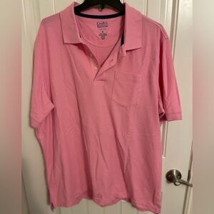 Men’s XL short sleeve polo Croft Barrow pink , easy care, pocket NWOT